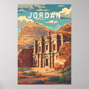 Poster Ilustração de viagem da Jordânia Arte Vintage