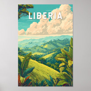 Poster Ilustração de viagem da Libéria Arte Vintage