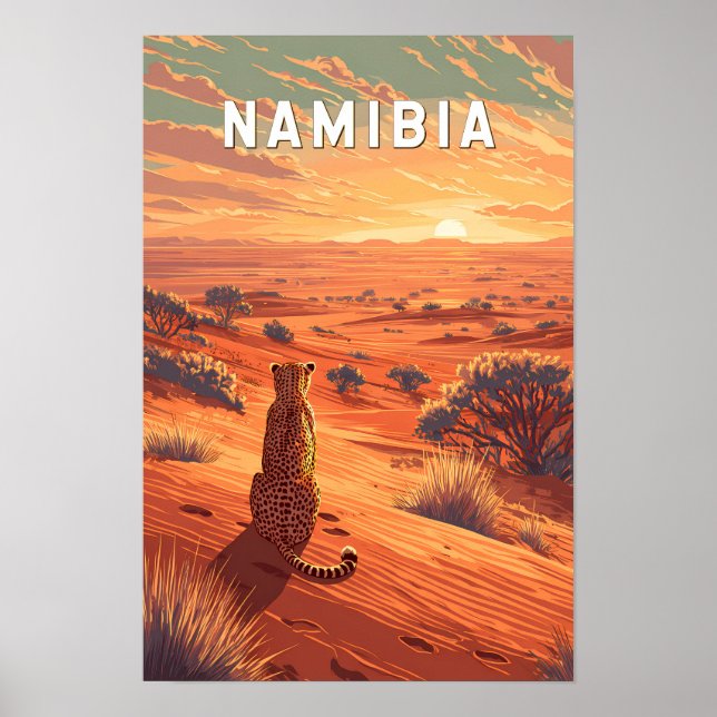 Poster Ilustração de viagem da Namíbia Arte Vintage (Frente)