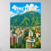 Ilustração de viagem da Venezuela Arte Vintage