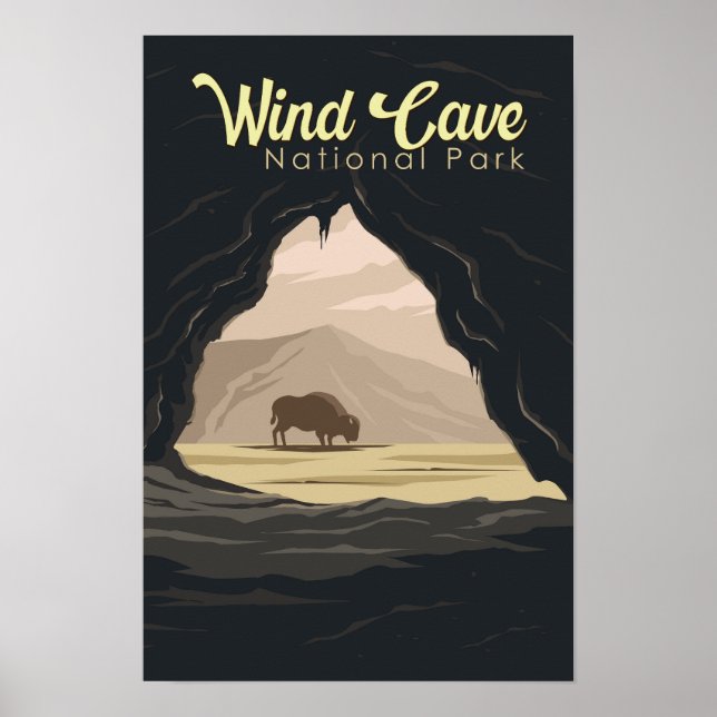 Poster Ilustração de Viagem da Wind Cave National Park Ar (Frente)