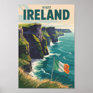 Poster Ilustração de Viagem das Falésias de Moher na Irla
