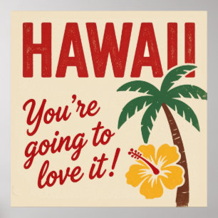 Poster Ilustração de Viagem das Ilhas Havaianas Vintage R