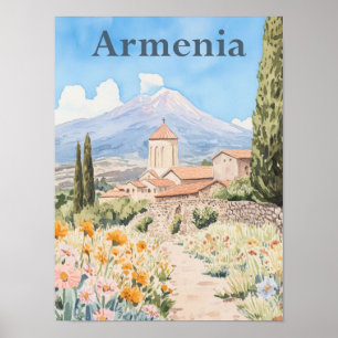 Poster Ilustração de Viagem de Aquarela Armênia