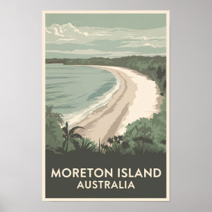 Poster Ilustração de Viagem de Arte da Ilha Moreton Austr