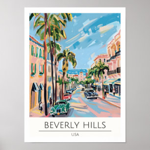 Poster Ilustração de Viagem de Arte de Beverly Hills EUA
