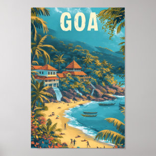 Poster Ilustração de Viagem de Arte de Pintura em Goa Bea
