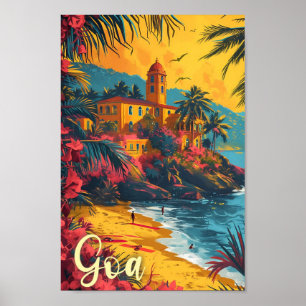 Poster Ilustração de Viagem de Arte de Pintura em Goa Bea