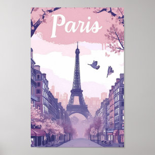Poster Ilustração de Viagem de Arte de Vintage em Paris