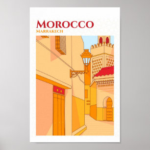 Poster Ilustração de Viagem de Arte Marraquexe Marrocos