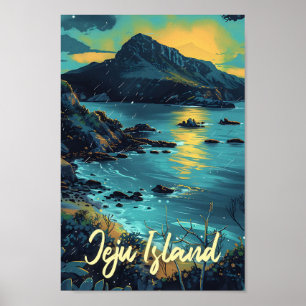 Poster Ilustração de Viagem de Arte na Ilha de Jeju na Co