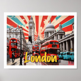 Poster Ilustração de Viagem de Arte Pop de Londres Inglat