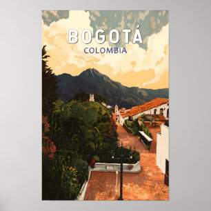 Poster Ilustração de viagem de arte vintage Bogotá Colômb