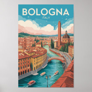 Poster Ilustração de viagem de arte vintage Bolonha Itáli