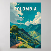Ilustração de Viagem de Arte Vintage da Colômbia