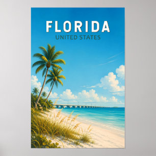 Poster Ilustração de Viagem de Arte Vintage da Flórida