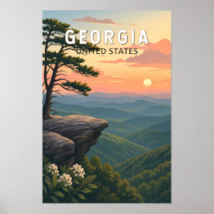 Poster Ilustração de Viagem de Arte Vintage da Geórgia