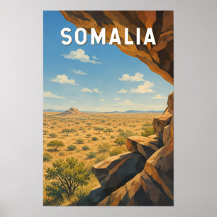 Poster Ilustração de Viagem de Arte Vintage da Somália