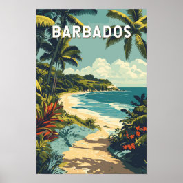 Poster Ilustração de viagem de arte vintage de Barbados