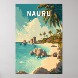 Poster Ilustração de Viagem de Arte Vintage de Nauru