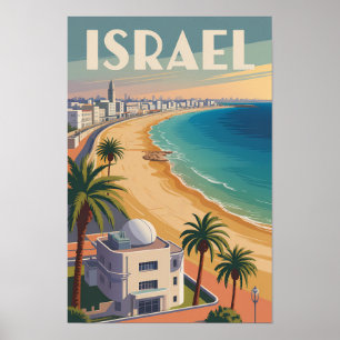 Poster Ilustração de Viagem de Arte Vintage de Tel Aviv I