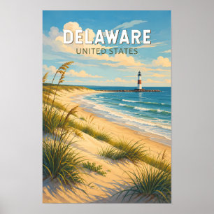Poster Ilustração de Viagem de Arte Vintage Delaware