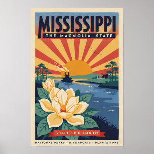 Poster Ilustração de Viagem de Arte Vintage do Mississipp