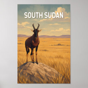 Poster Ilustração de viagem de arte vintage do Sudão do S