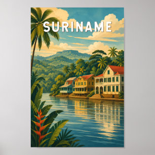 Poster Ilustração de viagem de arte vintage do Suriname