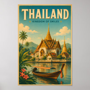 Poster Ilustração de Viagem de Arte Vintage do Templo da