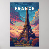 Ilustração de Viagem de Arte Vintage França