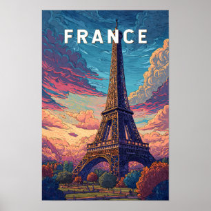 Poster Ilustração de Viagem de Arte Vintage França