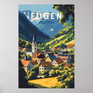 Poster Ilustração de Viagem de Arte Vintage Fugen Áustria