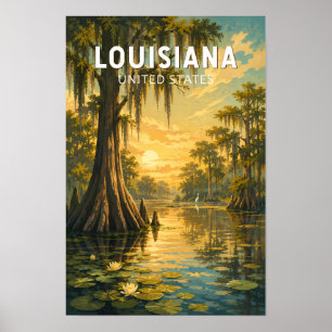 Poster Ilustração de Viagem de Arte Vintage Louisiana