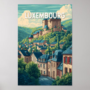 Poster Ilustração de Viagem de Arte Vintage Luxemburgo