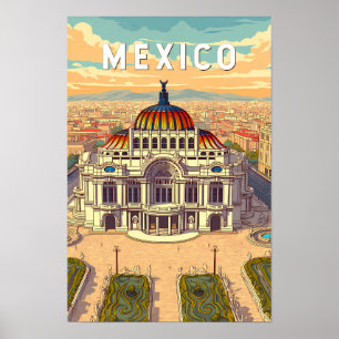 Poster Ilustração de Viagem de Arte Vintage México