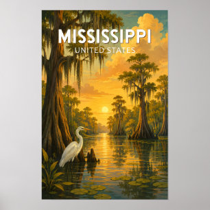 Poster Ilustração de Viagem de Arte Vintage Mississippi