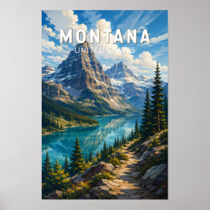 Poster Ilustração de Viagem de Arte Vintage Montana