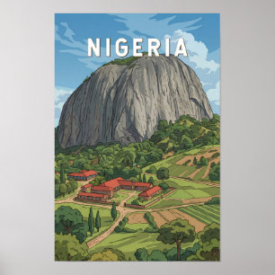 Poster Ilustração de viagem de arte vintage na Nigéria