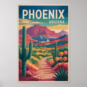 Poster Ilustração de Viagem de Arte Vintage Phoenix Arizo