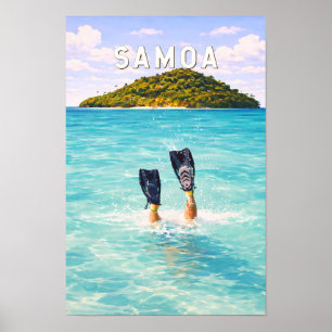 Poster Ilustração de Viagem de Arte Vintage Samoa