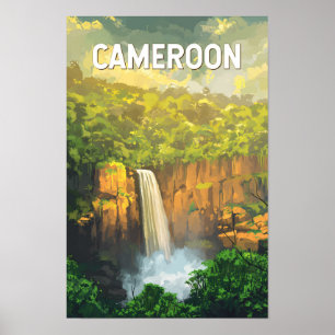 Poster Ilustração de viagem de Camarões Arte Vintage