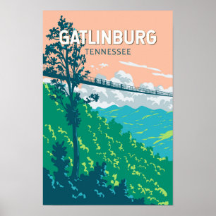 Poster Ilustração de viagem de Gatlinburg Tennessee Arte