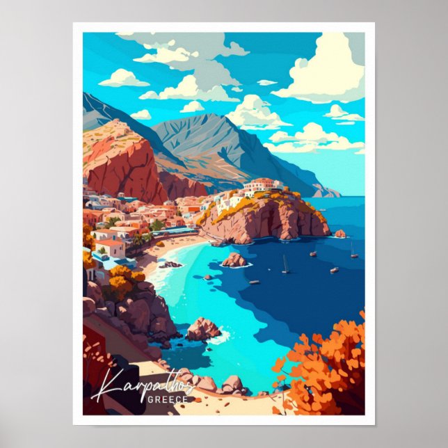 Poster Ilustração de Viagem de Grécia de Karpathos (Frente)
