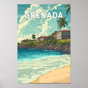 Poster Ilustração de viagem de Grenada Arte Vintage