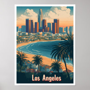 Poster Ilustração de Viagem de Los Angeles Carolina do Su