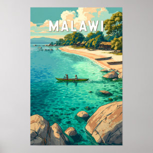 Poster Ilustração de viagem de Malawi Arte Vintage