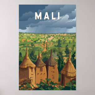 Poster Ilustração de Viagem de Mali Arte Vintage