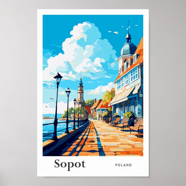Poster Ilustração de Viagem de Polônia de Sopot (Frente)