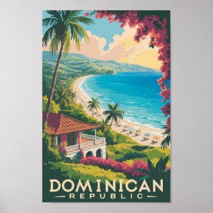 Poster Ilustração de Viagem de Praia da República Dominic